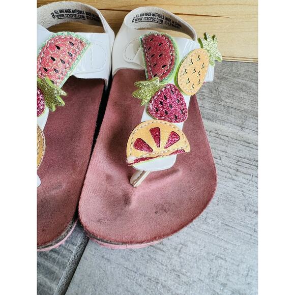 MAGGIE & ZOE Boutique Glitter Fruit Tropical Thong Summer Sandals Shoes Girls 8 - Picture 2 of 9
